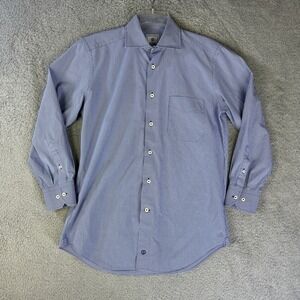 David Donahue‎ Shirt Mens Medium Blue Check Long Sleeve Button Up Dress Classic